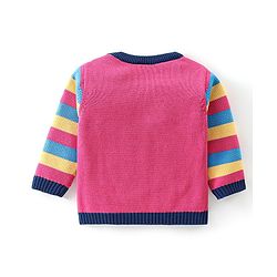 Babyhug Organic Cotton Knit Full Sleeves Baby Sweater Set with Cap & Bird Design - Pink & Blue