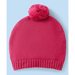 Babyhug Organic Cotton Knit Full Sleeves Sweater Set with Cap Strawberry Design - Pink & White