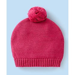 Babyhug Organic Cotton Knit Full Sleeves Sweater Set with Cap Strawberry Design - Pink & White