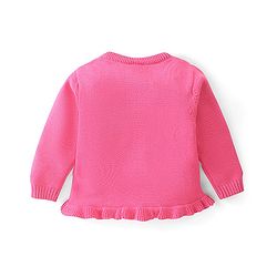 Babyhug Organic Cotton Knit Full Sleeves Sweater Set Heart Design - Dark Pink