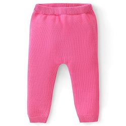 Babyhug Organic Cotton Knit Full Sleeves Sweater Set Heart Design - Dark Pink