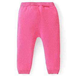 Babyhug Organic Cotton Knit Full Sleeves Sweater Set Heart Design - Dark Pink