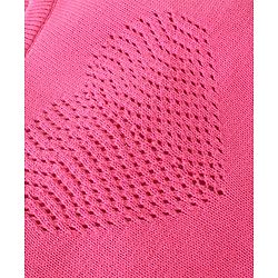 Babyhug Organic Cotton Knit Full Sleeves Sweater Set Heart Design - Dark Pink