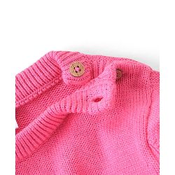Babyhug Organic Cotton Knit Full Sleeves Sweater Set Heart Design - Dark Pink