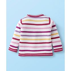 Babyhug Organic Cotton Full Sleeves Striped Baby Sweater Set Heart Design - Multicolor
