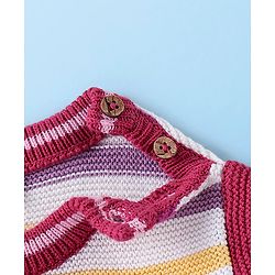 Babyhug Organic Cotton Full Sleeves Striped Baby Sweater Set Heart Design - Multicolor