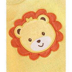 Babyhug Organic Full Sleeves Baby Sweater Set with Bear Design & Cap - Yellow & Red