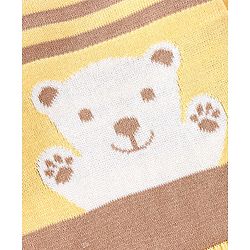 Babyhug Organic Full Sleeves Sweater Set & Cap with Bear Design - Yellow & Brown