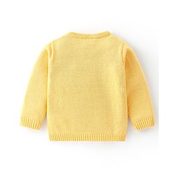 Babyhug Organic Full Sleeves Sweater Set & Cap with Bear Design - Yellow & Brown