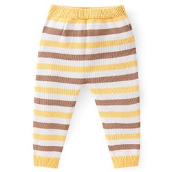 Babyhug Organic Full Sleeves Sweater Set & Cap with Bear Design - Yellow & Brown