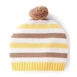 Babyhug Organic Full Sleeves Sweater Set & Cap with Bear Design - Yellow & Brown