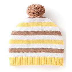 Babyhug Organic Full Sleeves Sweater Set & Cap with Bear Design - Yellow & Brown