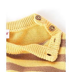 Babyhug Organic Full Sleeves Sweater Set & Cap with Bear Design - Yellow & Brown