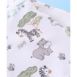 Babyhug Interlock Cotton Knit Full Sleeves Night Suit Jungle Print - White