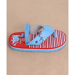 Cute Walk by Babyhug Dino Printed Flip Flops with Back Strap - Red & Blue