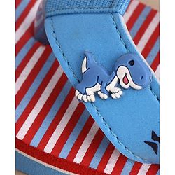 Cute Walk by Babyhug Dino Printed Flip Flops with Back Strap - Red & Blue