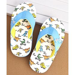 Cute Walk by Babyhug Slip On Flip Flops Dino Print - Off White