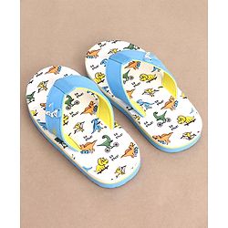 Cute Walk by Babyhug Slip On Flip Flops Dino Print - Off White