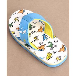 Cute Walk by Babyhug Slip On Flip Flops Dino Print - Off White