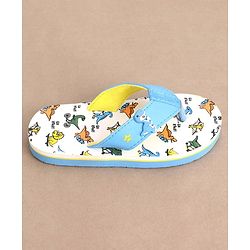 Cute Walk by Babyhug Slip On Flip Flops Dino Print - Off White