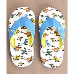 Cute Walk by Babyhug Slip On Flip Flops Dino Print - Off White