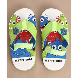 Cute Walk by Babyhug Monster Printed Flip Flops with Back Strap - Green