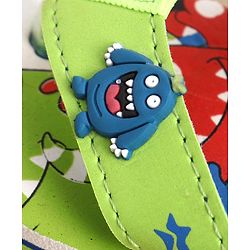 Cute Walk by Babyhug Monster Printed Flip Flops with Back Strap - Green