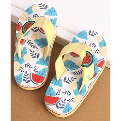 Cute Walk Slip On Style Watermelon Graphic & Applique Flip Flops - Yellow