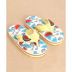 Cute Walk Slip On Style Watermelon Graphic & Applique Flip Flops - Yellow