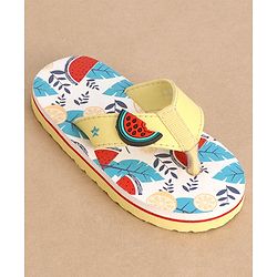Cute Walk Slip On Style Watermelon Graphic & Applique Flip Flops - Yellow