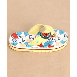 Cute Walk Slip On Style Watermelon Graphic & Applique Flip Flops - Yellow