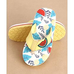Cute Walk Slip On Style Watermelon Graphic & Applique Flip Flops - Yellow