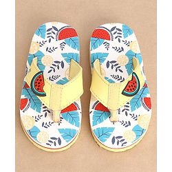 Cute Walk Slip On Style Watermelon Graphic & Applique Flip Flops - Yellow