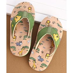 Cute Walk by Babyhug Slip On Flip Flops Animals Print - Green
