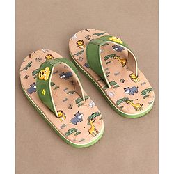 Cute Walk by Babyhug Slip On Flip Flops Animals Print - Green