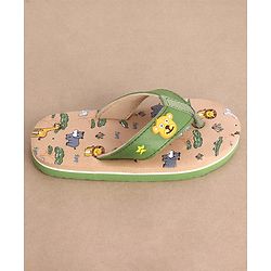 Cute Walk by Babyhug Slip On Flip Flops Animals Print - Green