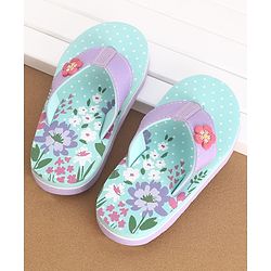 Cute Walk by Babyhug Slip On Flip Flops Floral Print - Blue