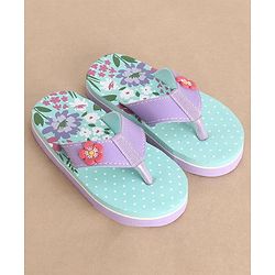 Cute Walk by Babyhug Slip On Flip Flops Floral Print - Blue