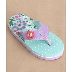 Cute Walk by Babyhug Slip On Flip Flops Floral Print - Blue