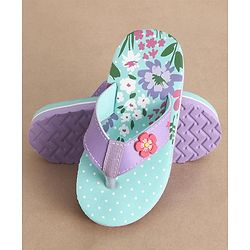 Cute Walk by Babyhug Slip On Flip Flops Floral Print - Blue