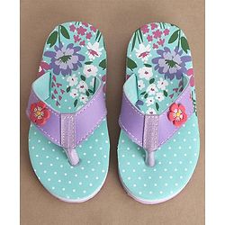 Cute Walk by Babyhug Slip On Flip Flops Floral Print - Blue
