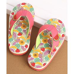Cute Walk by Babyhug Slip On Style Fruits Graphics and Applique Flip Flops - Pink