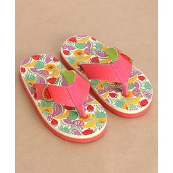 Cute Walk by Babyhug Slip On Style Fruits Graphics and Applique Flip Flops - Pink