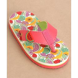 Cute Walk by Babyhug Slip On Style Fruits Graphics and Applique Flip Flops - Pink