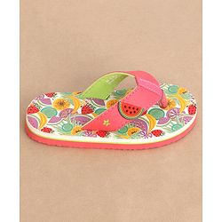 Cute Walk by Babyhug Slip On Style Fruits Graphics and Applique Flip Flops - Pink