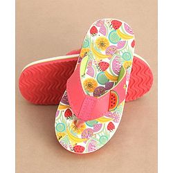 Cute Walk by Babyhug Slip On Style Fruits Graphics and Applique Flip Flops - Pink