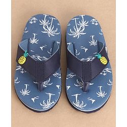 Cute Walk by Babyhug Slip On Style Palm Tree Graphics & Pineapple Applique Flip Flops - Blue