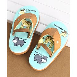 Cute Walk by Babyhug Back Strap Closure Flip Flops Giraffe Print - Blue