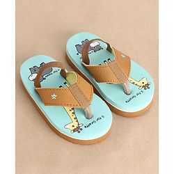 Cute Walk by Babyhug Back Strap Closure Flip Flops Giraffe Print - Blue