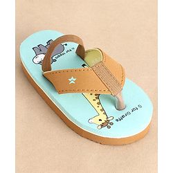 Cute Walk by Babyhug Back Strap Closure Flip Flops Giraffe Print - Blue